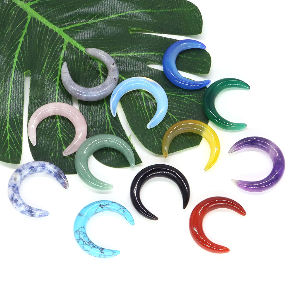 Gemstone Bracelet Healing - 30mm Crescent Moon Shape Natural Crystal