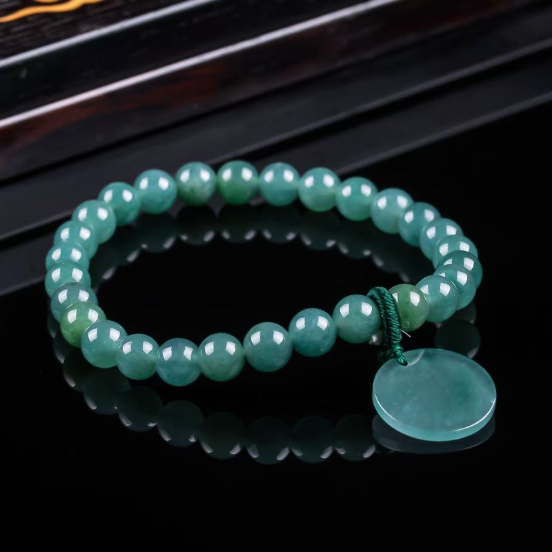 Charm Bracelet Beads - Natural Jadeite Blue Water Nothing Plaque