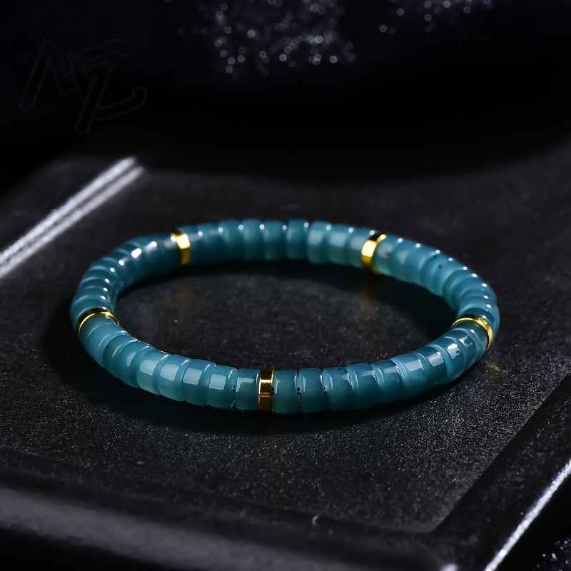 Charm Bracelet Beads - Natural Jadeite Blue Water Abacus Beads