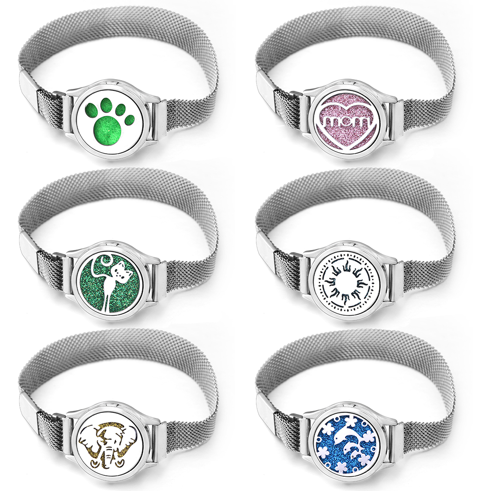Jewelry Essentials Watches - Aromatherapy Heart-Shaped MOM Locket Bracelet Stainless