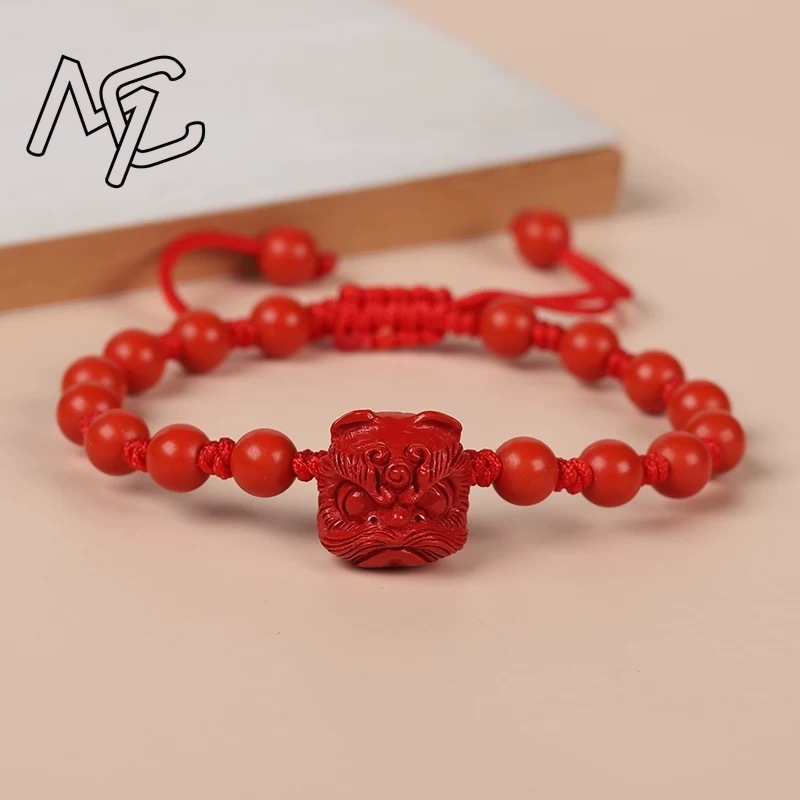 Genuine Red Cinnabar Lion Danc - Gemstone Bracelet Healing review and price