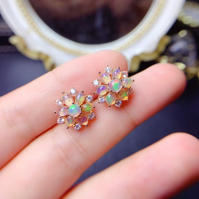 925 Sterling Silver Earring Fl - Opal Earrings Dangle review and price