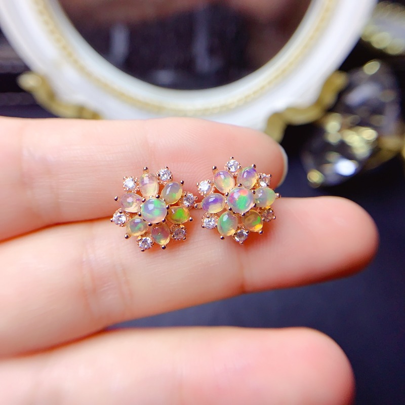 925 Sterling Silver Earring Fl - Opal Earrings Dangle review and price