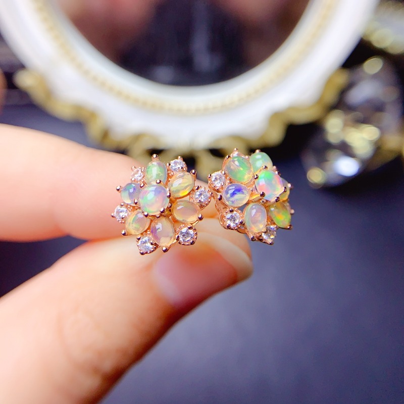 925 Sterling Silver Earring Fl - Opal Earrings Dangle review and price