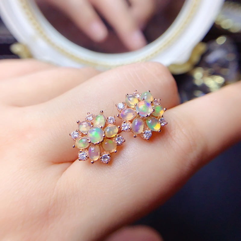 925 Sterling Silver Earring Fl - Opal Earrings Dangle review and price