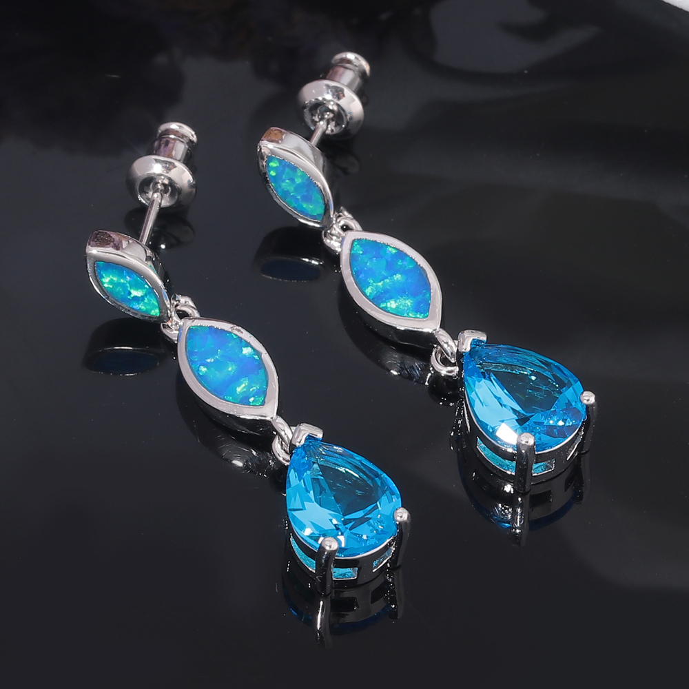 CiNily Created Red/Blue Fire O - Opal Earrings Dangle review and price