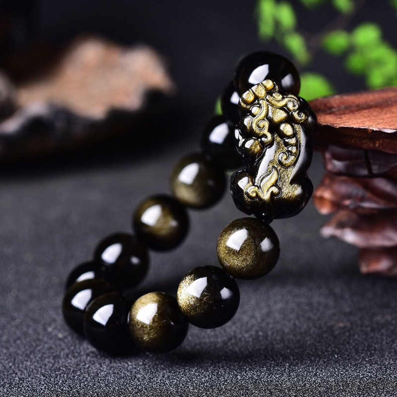Natural Gold Obsidian Bracelet - Gemstone Bracelet Healing review and price