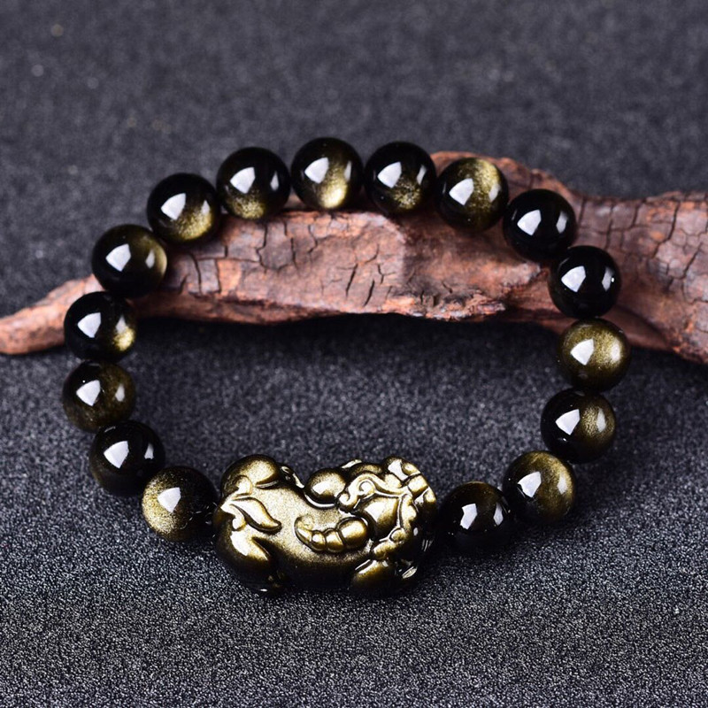 Natural Gold Obsidian Bracelet - Gemstone Bracelet Healing review and price
