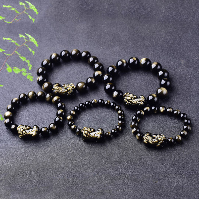 Natural Gold Obsidian Bracelet - Gemstone Bracelet Healing review and price