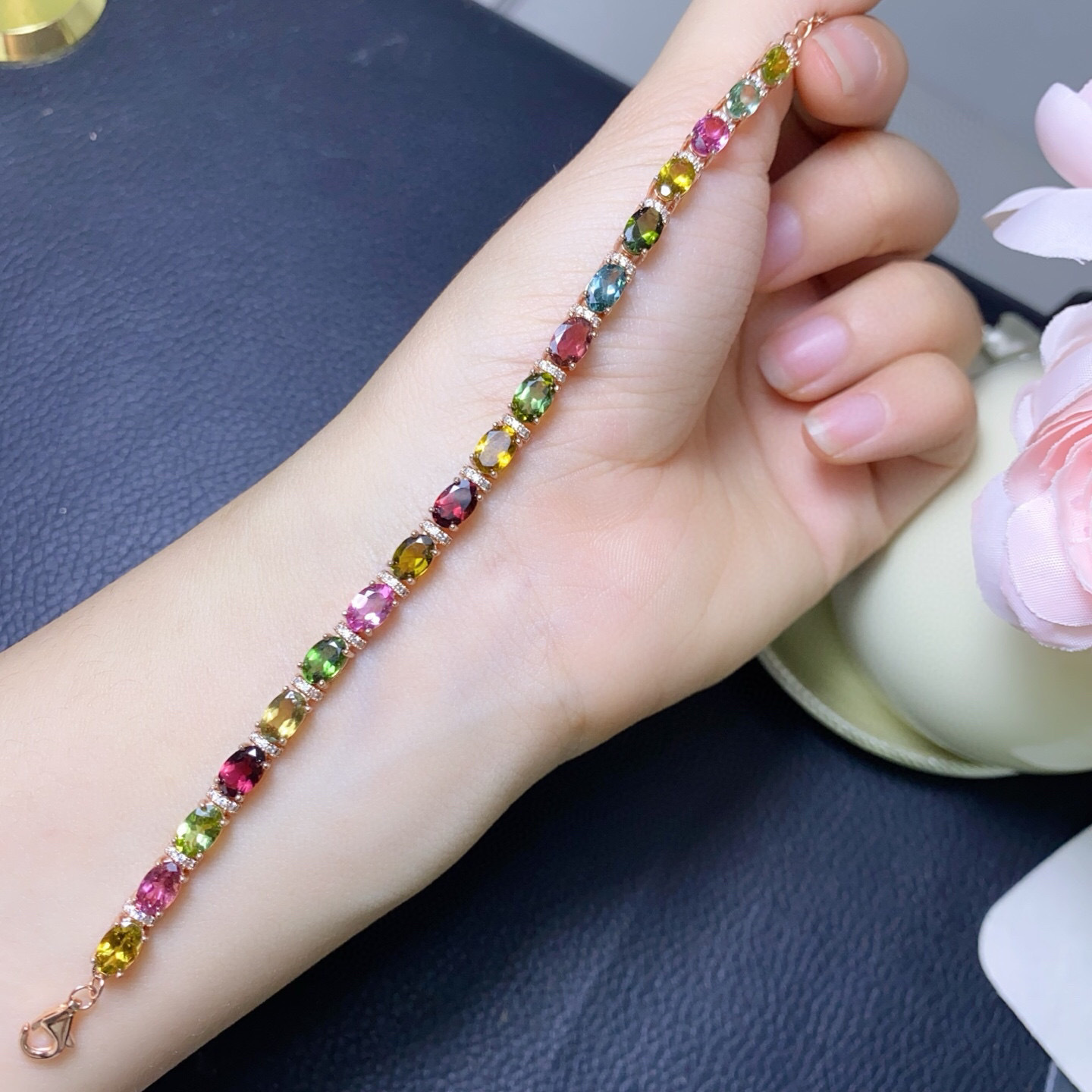 925 Silver Natural Tourmaline  - Gemstone Bracelet Healing review and price