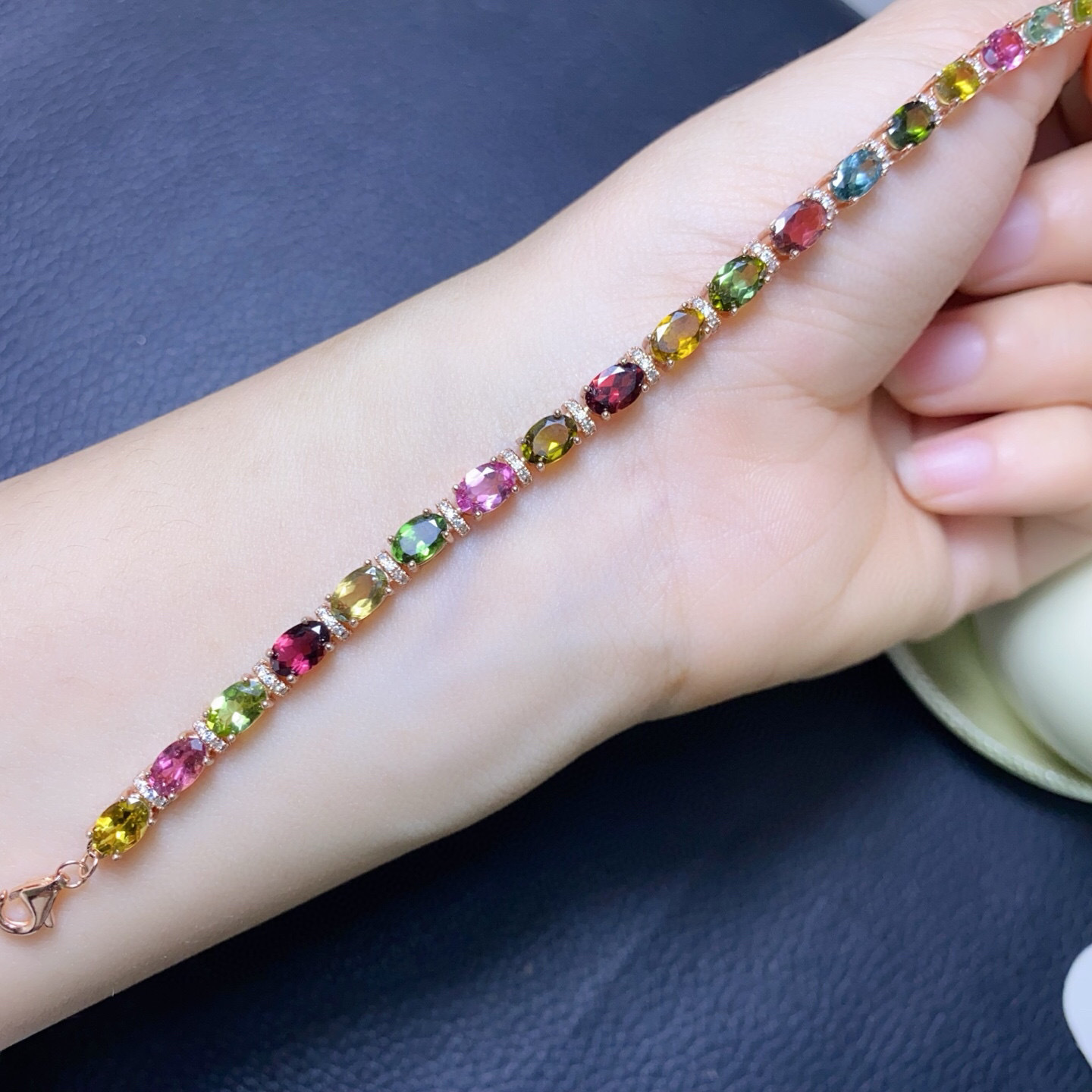 925 Silver Natural Tourmaline  - Gemstone Bracelet Healing review and price