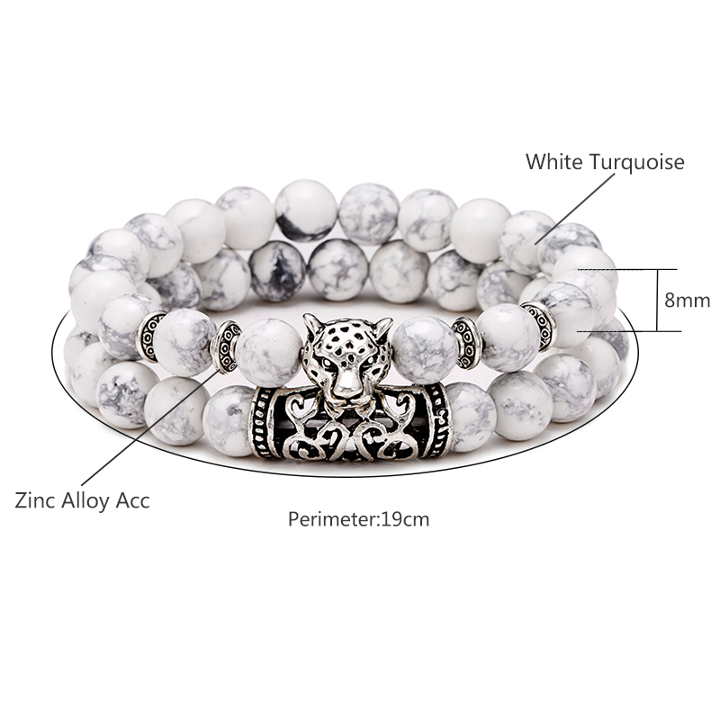 Premium 2Pcs/Set Leopard Beade - Gemstone Bracelet Healing review and price