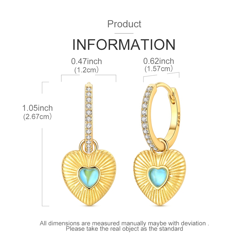 S925 Sterling Silver Heart Dan - Opal Earrings Dangle review and price