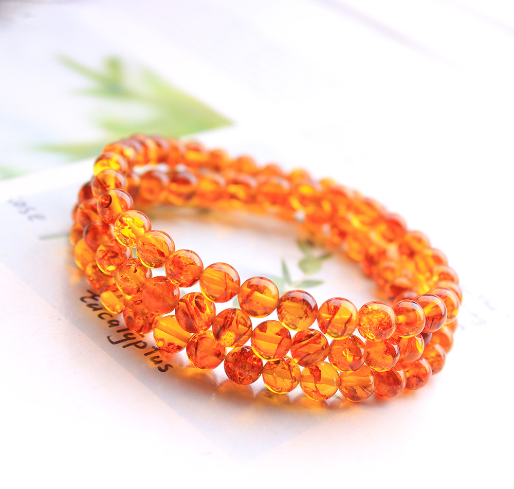 Natural Piebald Amber Orange 3 - Gemstone Bracelet Healing review and price