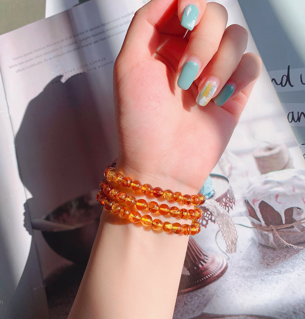 Natural Piebald Amber Orange 3 - Gemstone Bracelet Healing review and price
