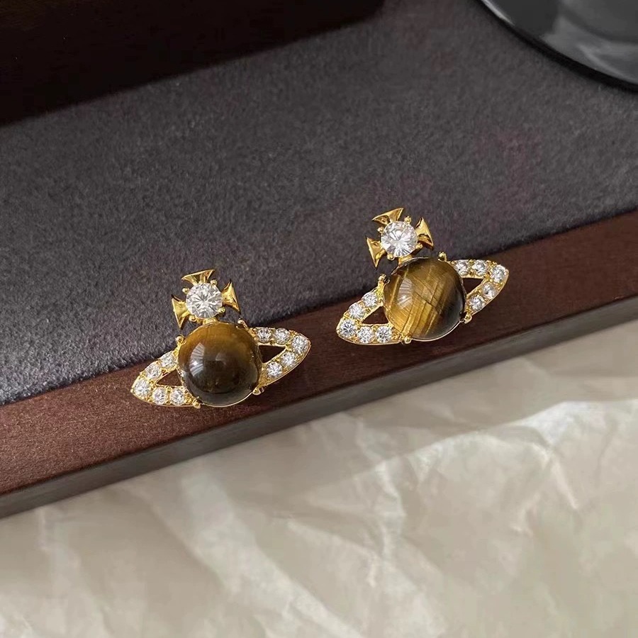 Fashion Tiger Eye Stone Saturn - Opal Earrings Dangle review and price