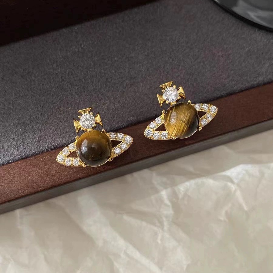 Fashion Tiger Eye Stone Saturn - Opal Earrings Dangle review and price