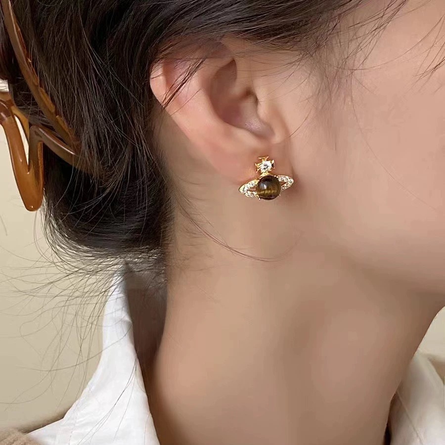Fashion Tiger Eye Stone Saturn - Opal Earrings Dangle review and price