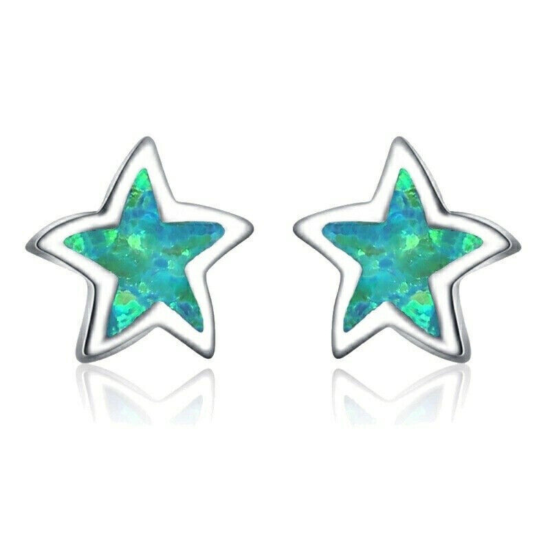 1 Pair Green/blue/white Pentag - Opal Earrings Dangle review and price