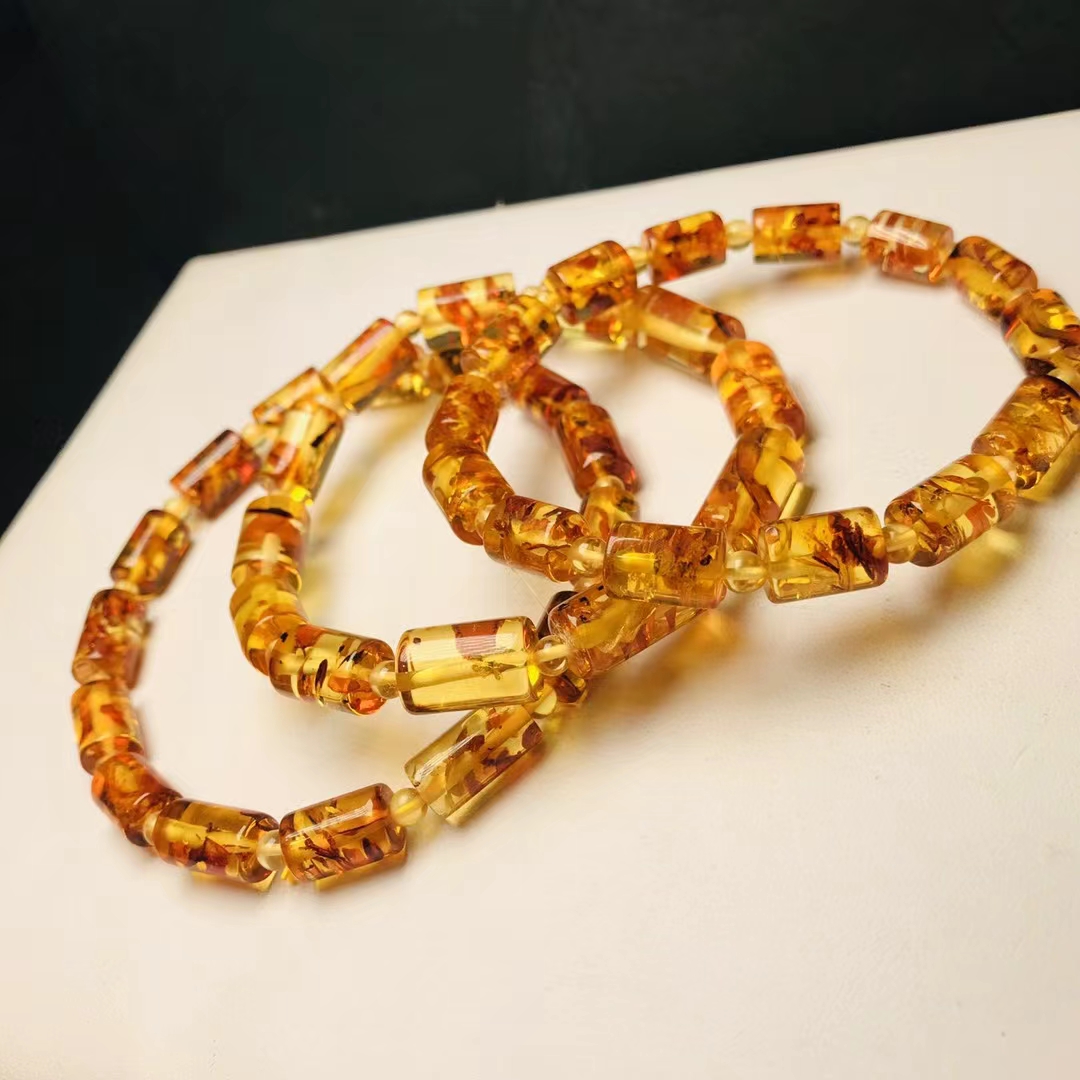 Natural Piebald Amber Red Clea - Gemstone Bracelet Healing review and price