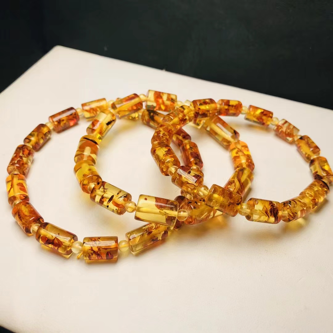 Natural Piebald Amber Red Clea - Gemstone Bracelet Healing review and price