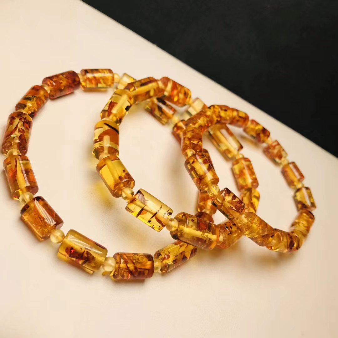 Natural Piebald Amber Red Clea - Gemstone Bracelet Healing review and price