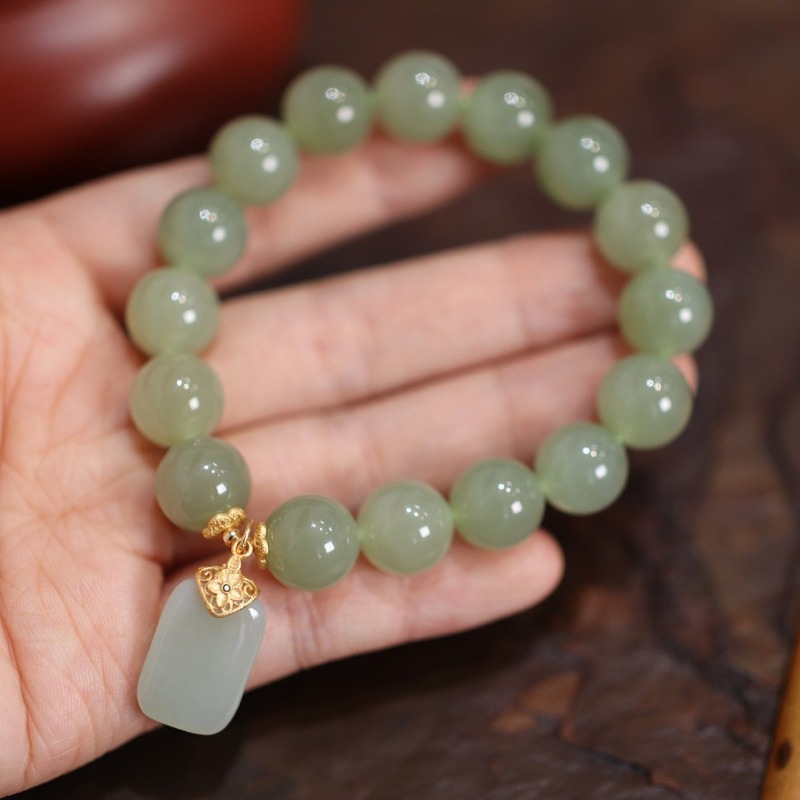 Natural Hotan Jade Bead flower - Gemstone Bracelet Healing review and price