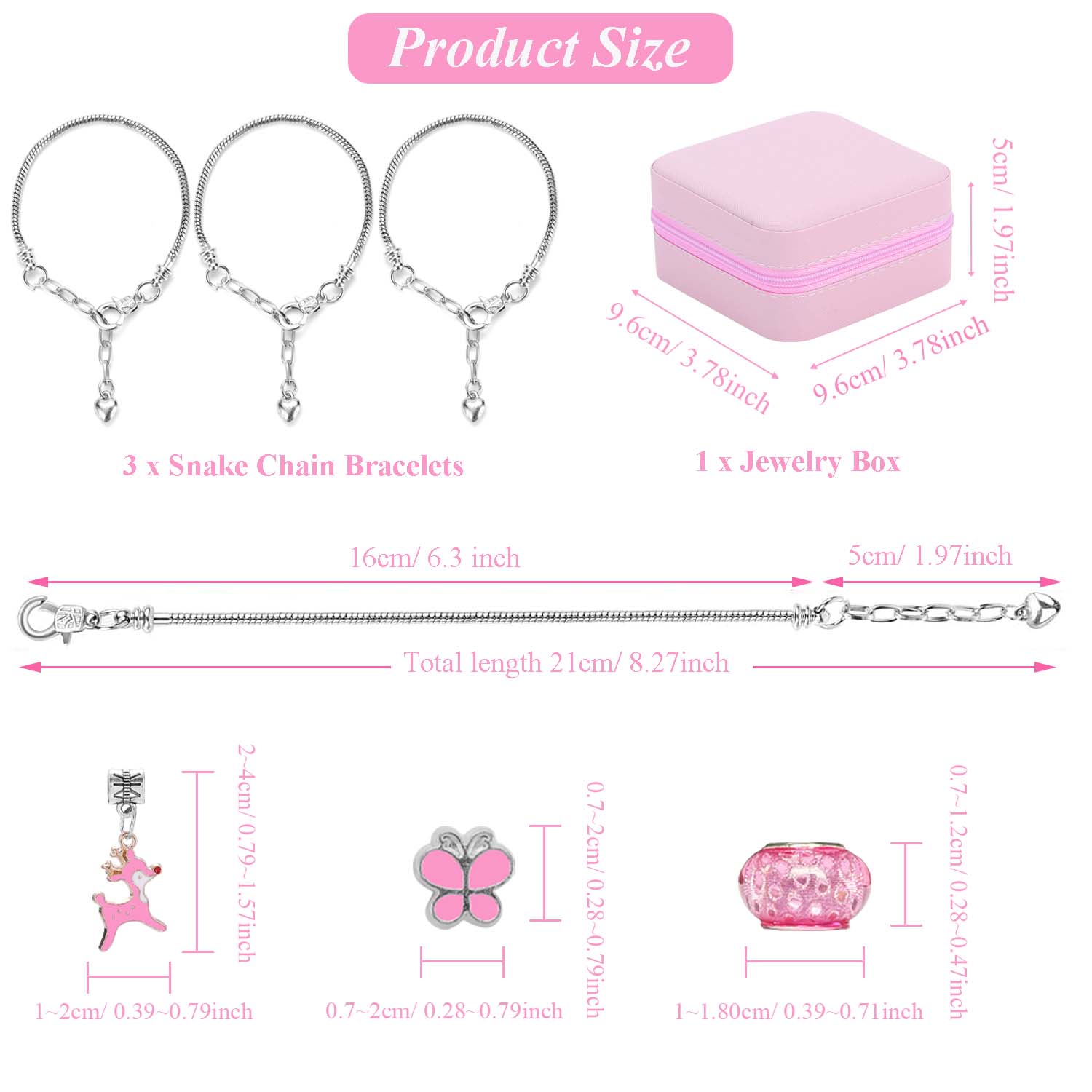 68pcs Pink Beaded Jewelry Set, - Charm Bracelet Beads review and price